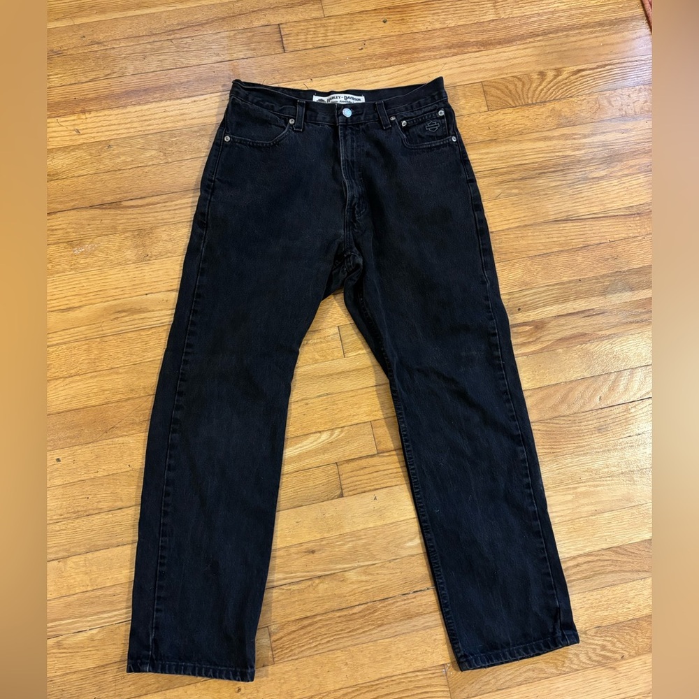 Harley Davidson Men's Dark Black Straight Jeans